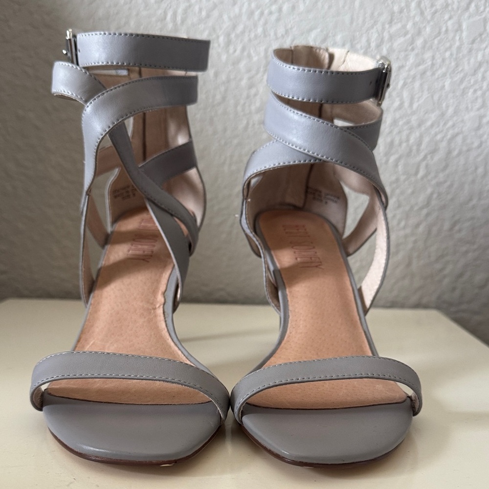 Sole Society Gray Strappy Heels Like New!!